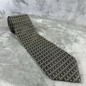 Dockers 100% Silk Neck Tie 4" x 59" Gray Taupe Geometric Design